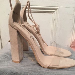 Nude Clear strap heels